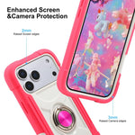 Custodia per telefono ibrida in silicone PC con doppio anello di supporto girevole a 360 gradi., For iPhone 17 Pro, For iPhone 17