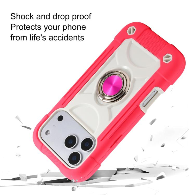 Custodia per telefono ibrida in silicone PC con doppio anello di supporto girevole a 360 gradi., For iPhone 17 Pro, For iPhone 17