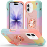 Custodia per telefono ibrida in silicone PC con doppio anello di supporto girevole a 360 gradi., For iPhone 17 Pro, For iPhone 17