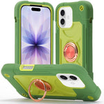 Custodia per telefono ibrida in silicone PC con doppio anello di supporto girevole a 360 gradi., For iPhone 17 Pro, For iPhone 17