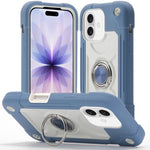 Custodia per telefono ibrida in silicone PC con doppio anello di supporto girevole a 360 gradi., For iPhone 17 Pro, For iPhone 17