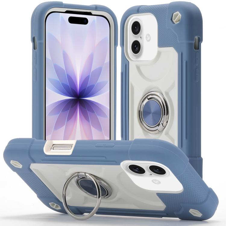 Custodia per telefono ibrida in silicone PC con doppio anello di supporto girevole a 360 gradi., For iPhone 17 Pro, For iPhone 17