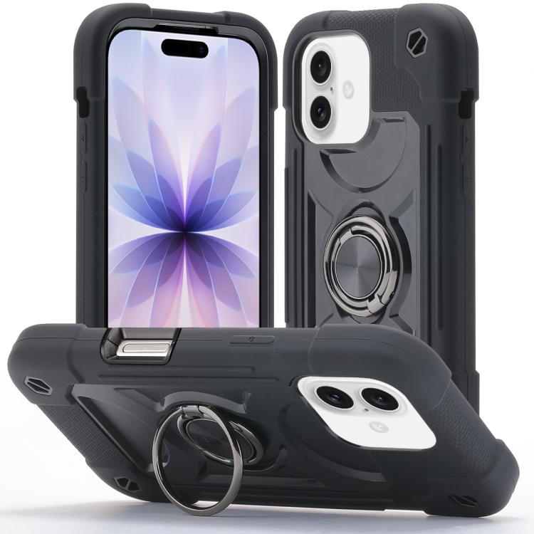 Custodia ibrida silicone PC con anello girevole iPhone 17 Pro