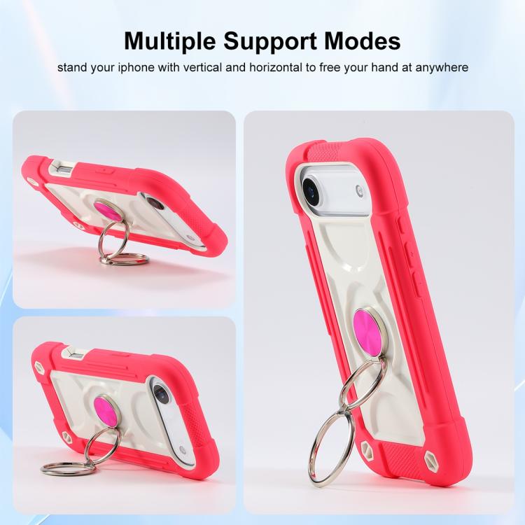 Custodia per telefono ibrida in silicone PC con doppio anello di supporto girevole a 360 gradi., For iPhone Air, For iPhone 16 Pro Max