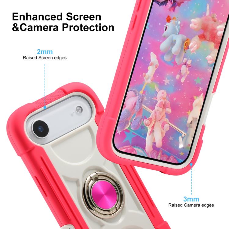 Custodia per telefono ibrida in silicone PC con doppio anello di supporto girevole a 360 gradi., For iPhone Air, For iPhone 16 Pro Max
