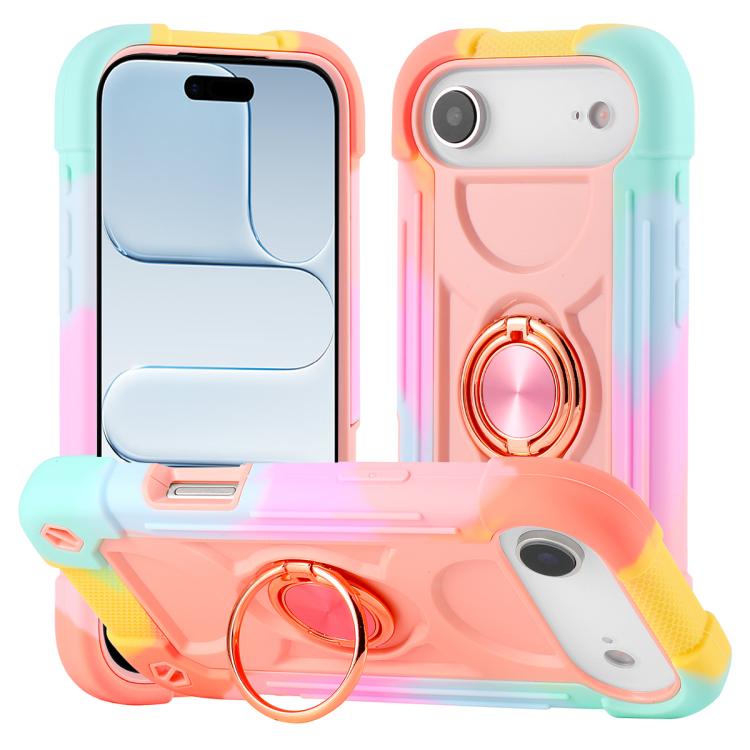 Custodia per telefono ibrida in silicone PC con doppio anello di supporto girevole a 360 gradi., For iPhone Air, For iPhone 16 Pro Max