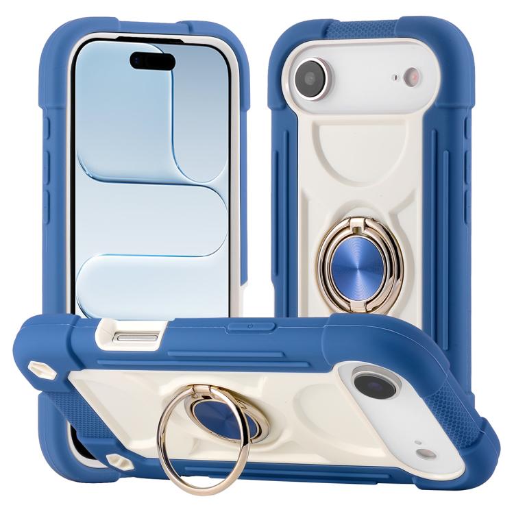 Custodia per telefono ibrida in silicone PC con doppio anello di supporto girevole a 360 gradi., For iPhone Air, For iPhone 16 Pro Max