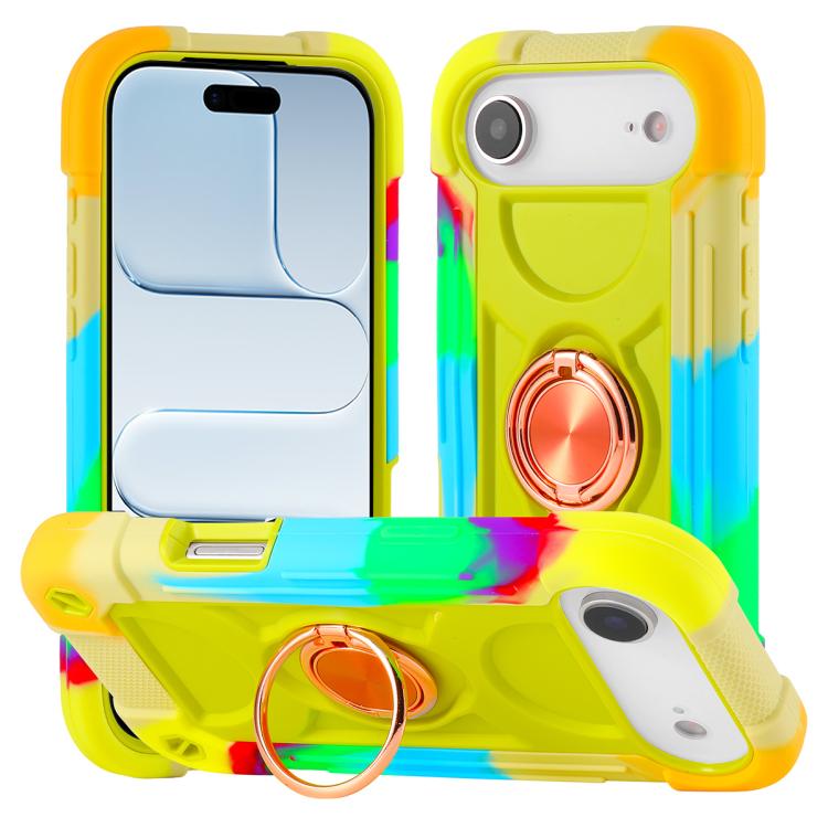 Custodia per telefono ibrida in silicone PC con doppio anello di supporto girevole a 360 gradi., For iPhone Air, For iPhone 16 Pro Max