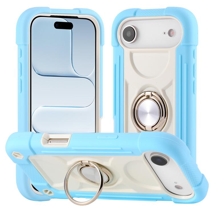 Custodia per telefono ibrida in silicone PC con doppio anello di supporto girevole a 360 gradi., For iPhone Air, For iPhone 16 Pro Max