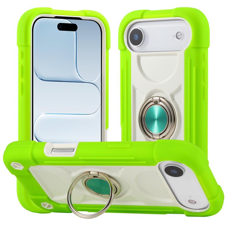 Custodia per telefono ibrida in silicone PC con doppio anello di supporto girevole a 360 gradi., For iPhone Air, For iPhone 16 Pro Max