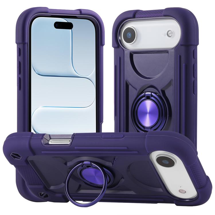 Custodia per telefono ibrida in silicone PC con doppio anello di supporto girevole a 360 gradi., For iPhone Air, For iPhone 16 Pro Max