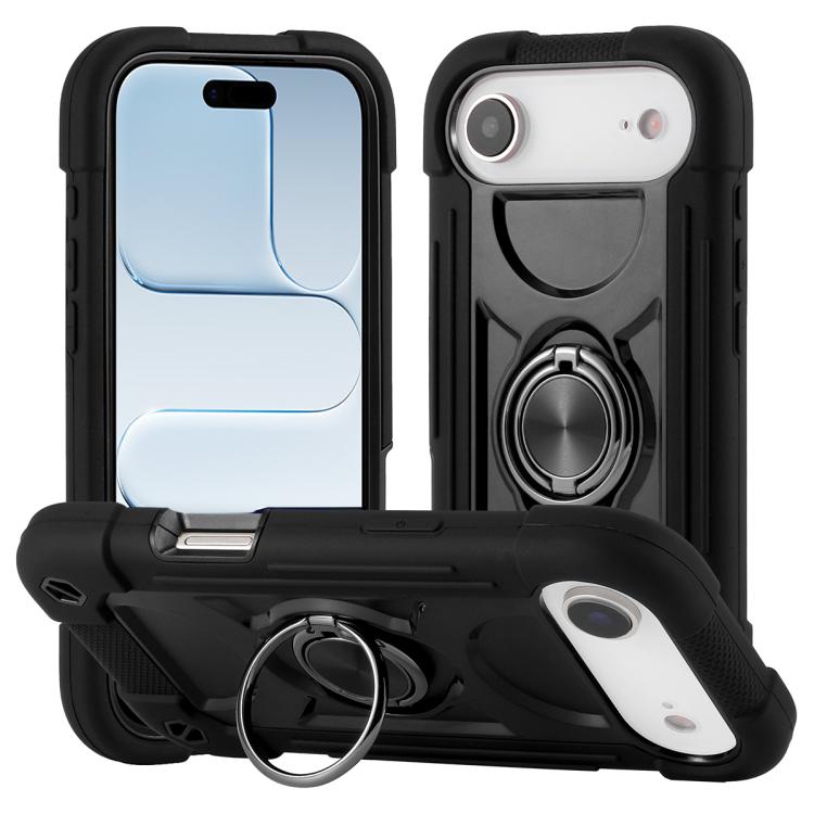 Custodia per telefono ibrida in silicone PC con doppio anello di supporto girevole a 360 gradi., For iPhone Air, For iPhone 16 Pro Max