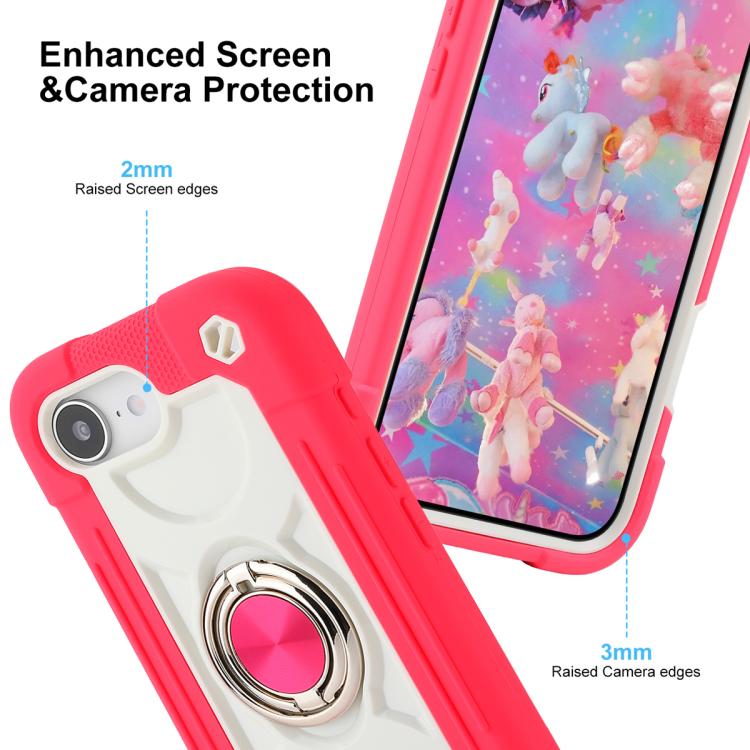 Custodia per telefono ibrida in silicone PC con doppio anello di supporto girevole a 360 gradi., For iPhone 17e / 16e, For iPhone 17 Pro Max