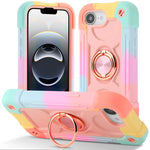Custodia per telefono ibrida in silicone PC con doppio anello di supporto girevole a 360 gradi., For iPhone 17e / 16e, For iPhone 17 Pro Max