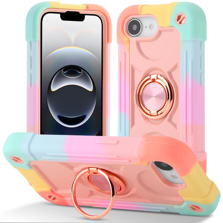 Custodia per telefono ibrida in silicone PC con doppio anello di supporto girevole a 360 gradi., For iPhone 17e / 16e, For iPhone 17 Pro Max