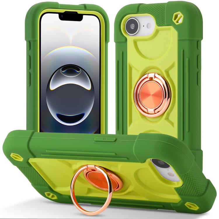 Custodia per telefono ibrida in silicone PC con doppio anello di supporto girevole a 360 gradi., For iPhone 17e / 16e, For iPhone 17 Pro Max