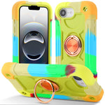 Custodia per telefono ibrida in silicone PC con doppio anello di supporto girevole a 360 gradi., For iPhone 17e / 16e, For iPhone 17 Pro Max