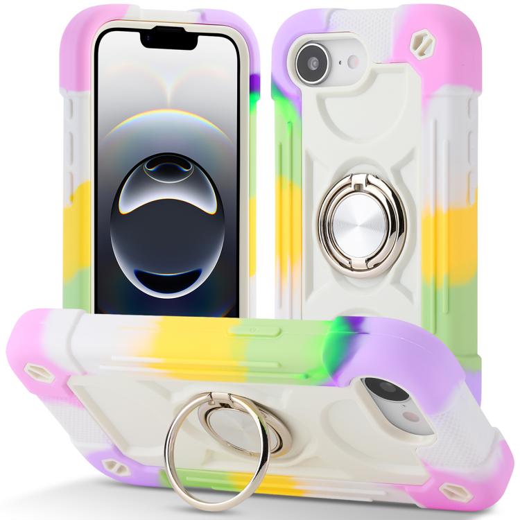 Custodia per telefono ibrida in silicone PC con doppio anello di supporto girevole a 360 gradi., For iPhone 17e / 16e, For iPhone 17 Pro Max