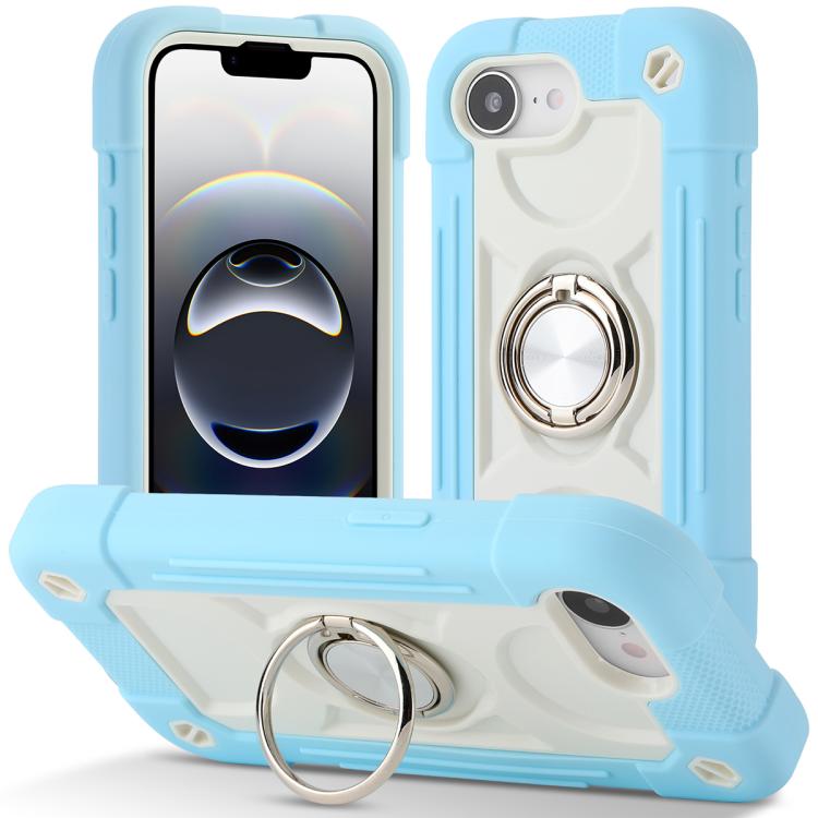 Custodia per telefono ibrida in silicone PC con doppio anello di supporto girevole a 360 gradi., For iPhone 17e / 16e, For iPhone 17 Pro Max