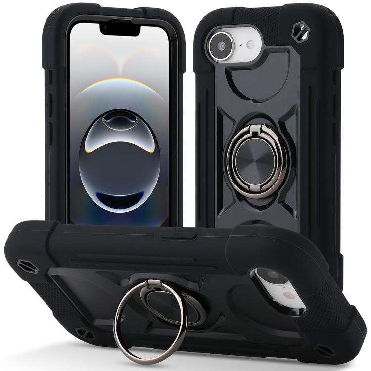Custodia per telefono ibrida in silicone PC con doppio anello di supporto girevole a 360 gradi., For iPhone 17e / 16e, For iPhone 17 Pro Max