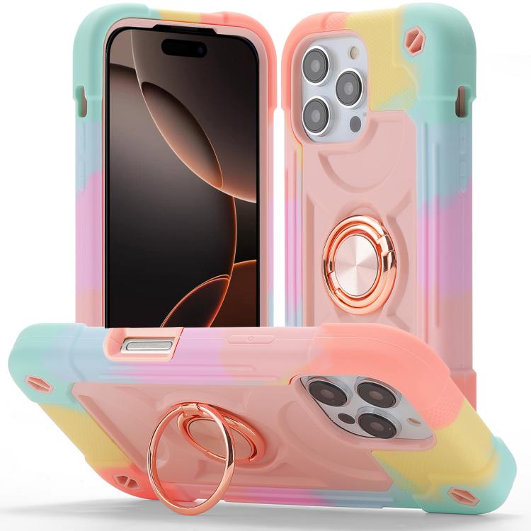 Custodia per telefono ibrida in silicone PC con doppio anello di supporto girevole a 360 gradi., For iPhone Air, For iPhone 16 Pro Max