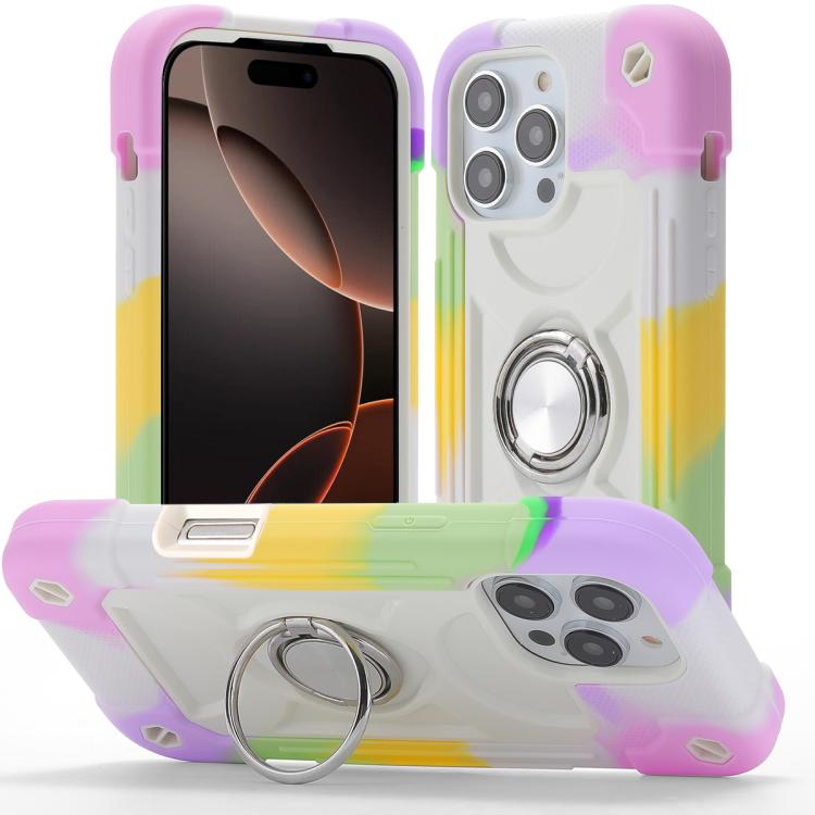 Custodia per telefono ibrida in silicone PC con doppio anello di supporto girevole a 360 gradi., For iPhone Air, For iPhone 16 Pro Max
