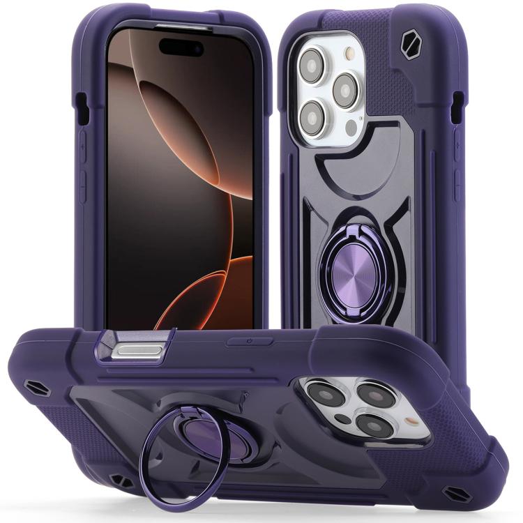 Custodia per telefono ibrida in silicone PC con doppio anello di supporto girevole a 360 gradi., For iPhone Air, For iPhone 16 Pro Max