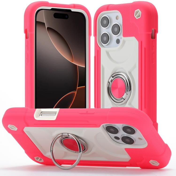 Custodia ibrida silicone PC con anello girevole iPhone 16 Pro