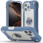 Custodia per telefono ibrida in silicone PC con doppio anello di supporto girevole a 360 gradi., For iPhone 16 Pro, For iPhone 16 Plus