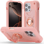Custodia per telefono ibrida in silicone PC con doppio anello di supporto girevole a 360 gradi., For iPhone 16 Pro, For iPhone 16 Plus