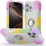 Custodia per telefono ibrida in silicone PC con doppio anello di supporto girevole a 360 gradi., For iPhone 16 Pro, For iPhone 16 Plus