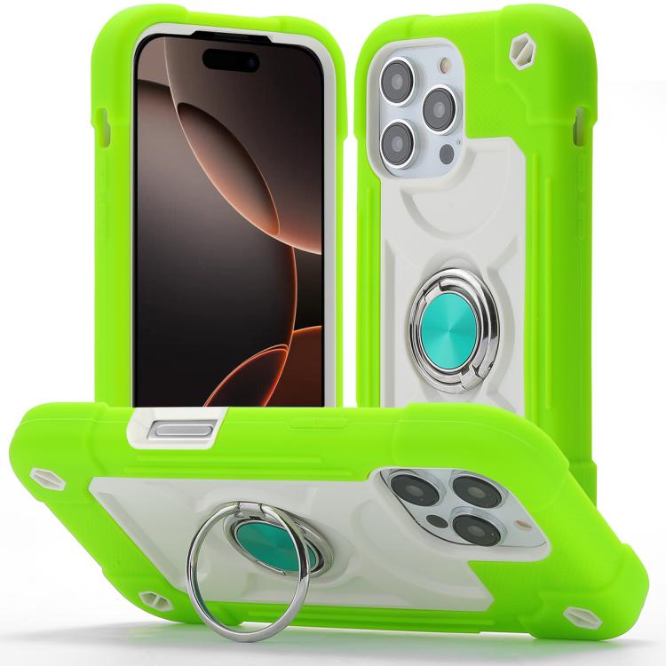 Custodia ibrida silicone PC con anello girevole iPhone 16 Pro