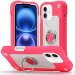 Custodia per telefono ibrida in silicone PC con doppio anello di supporto girevole a 360 gradi., For iPhone 16 Pro, For iPhone 16 Plus