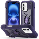 Custodia per telefono ibrida in silicone PC con doppio anello di supporto girevole a 360 gradi., For iPhone 16 Pro, For iPhone 16 Plus