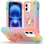 Custodia per telefono ibrida in silicone PC con doppio anello di supporto girevole a 360 gradi., For iPhone 16, For iPhone 15 Pro Max