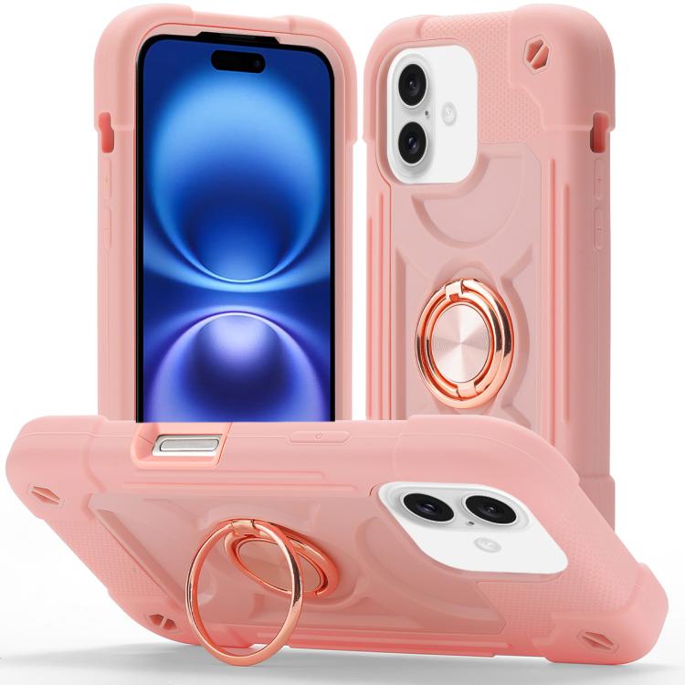 Custodia per telefono ibrida in silicone PC con doppio anello di supporto girevole a 360 gradi., For iPhone 16, For iPhone 15 Pro Max