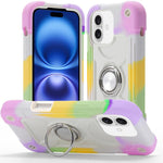 Custodia per telefono ibrida in silicone PC con doppio anello di supporto girevole a 360 gradi., For iPhone 16, For iPhone 15 Pro Max