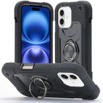 Custodia per telefono ibrida in silicone PC con doppio anello di supporto girevole a 360 gradi., For iPhone 16, For iPhone 15 Pro Max