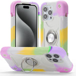 Custodia per telefono ibrida in silicone PC con doppio anello di supporto girevole a 360 gradi., For iPhone 16, For iPhone 15 Pro Max