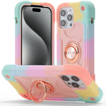 Custodia per telefono ibrida in silicone PC con doppio anello di supporto girevole a 360 gradi., For iPhone 15 Pro, For iPhone 15 Plus