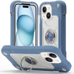 Custodia per telefono ibrida in silicone PC con doppio anello di supporto girevole a 360 gradi., For iPhone 15 Pro, For iPhone 15 Plus