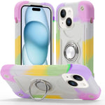 Custodia per telefono ibrida in silicone PC con doppio anello di supporto girevole a 360 gradi., For iPhone 15 Pro, For iPhone 15 Plus