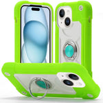 Custodia per telefono ibrida in silicone PC con doppio anello di supporto girevole a 360 gradi., For iPhone 15 Pro, For iPhone 15 Plus