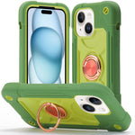 Custodia per telefono ibrida in silicone PC con doppio anello di supporto girevole a 360 gradi., For iPhone 15, For iPhone 14 Plus