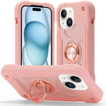 Custodia per telefono ibrida in silicone PC con doppio anello di supporto girevole a 360 gradi., For iPhone 15, For iPhone 14 Plus