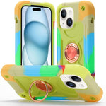 Custodia per telefono ibrida in silicone PC con doppio anello di supporto girevole a 360 gradi., For iPhone 15, For iPhone 14 Plus