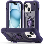 Custodia per telefono ibrida in silicone PC con doppio anello di supporto girevole a 360 gradi., For iPhone 15, For iPhone 14 Plus