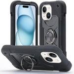 Custodia per telefono ibrida in silicone PC con doppio anello di supporto girevole a 360 gradi., For iPhone 15, For iPhone 14 Plus
