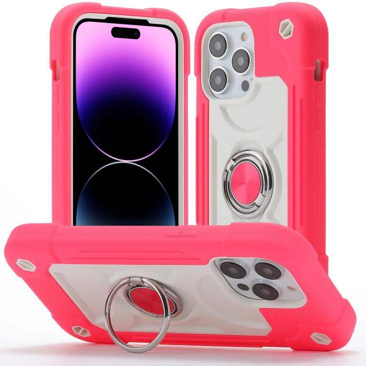 Custodia per telefono ibrida in silicone PC con doppio anello di supporto girevole a 360 gradi., For iPhone 14, For iPhone 14 Pro