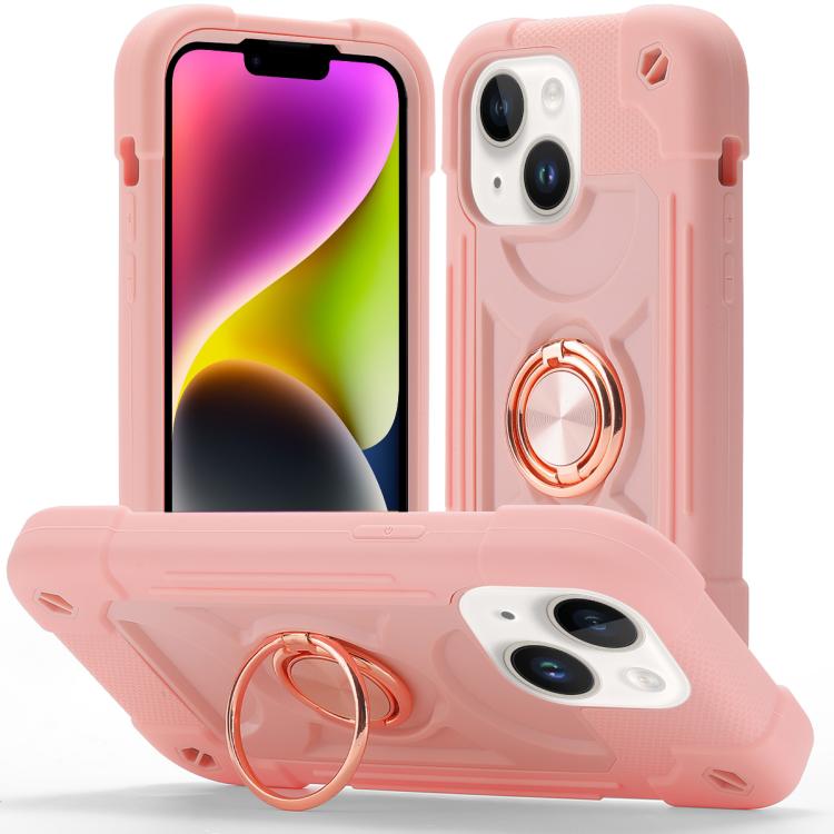 Custodia per telefono ibrida in silicone PC con doppio anello di supporto girevole a 360 gradi., For iPhone 15, For iPhone 14 Plus